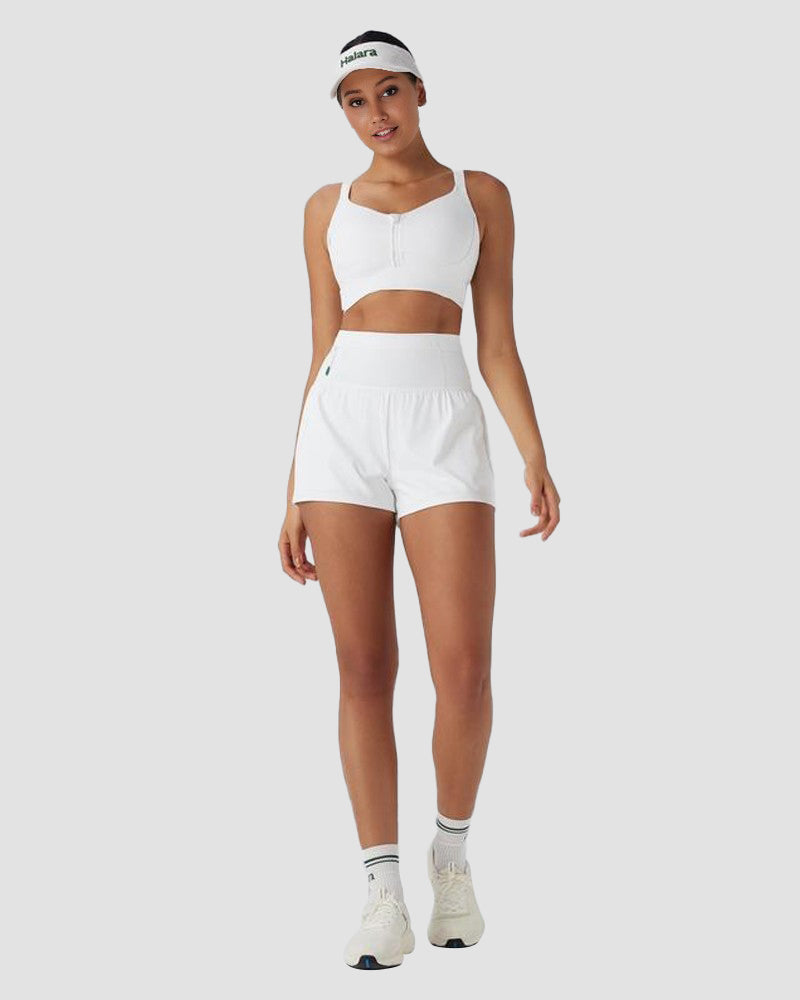 Quick-Dry Zipper Push-Up Sports Bra with Adjustable Buckle