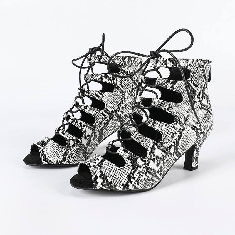 Women's Leatherette Rubber Sole Customized Heel Dance Boots Salsa JazDance Shoes
