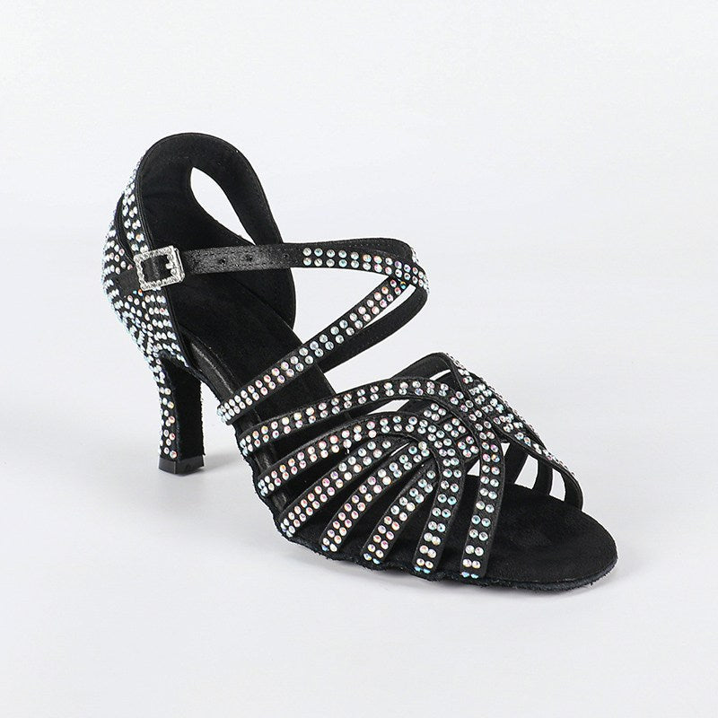Women's Black Customized Heel Latin Dance Shoes Ballroom Dance Shoes