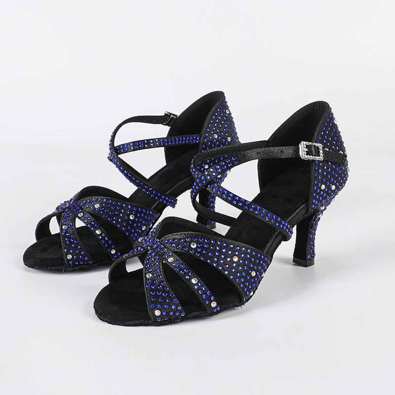 Women's Blue Customized Heel Latin Dance Shoes Ballroom Dance Shoes
