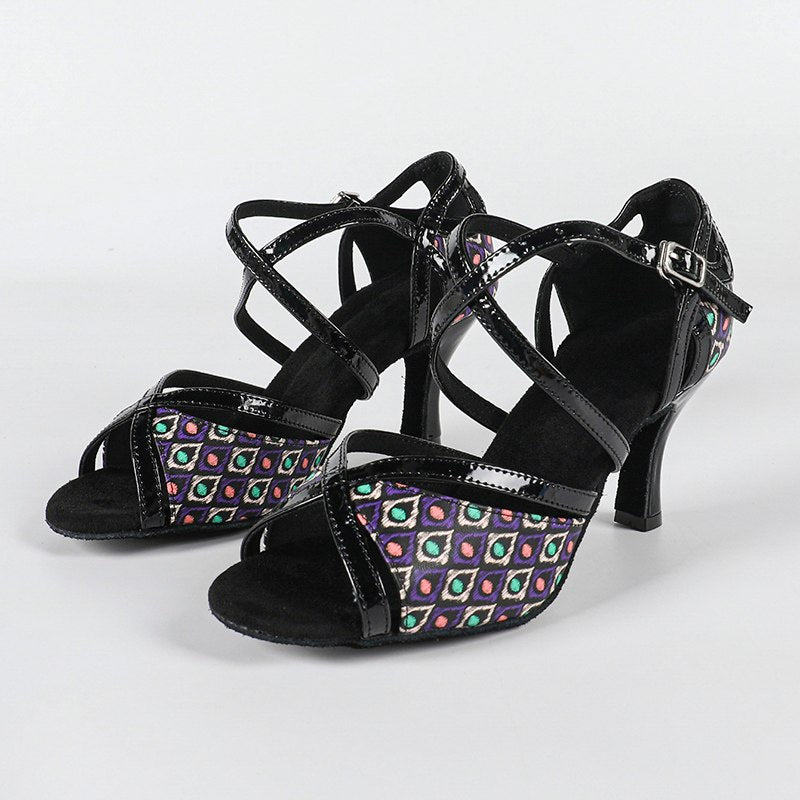 Women's Black Customized Heel Latin Dance Shoes Ballroom Dance Shoes