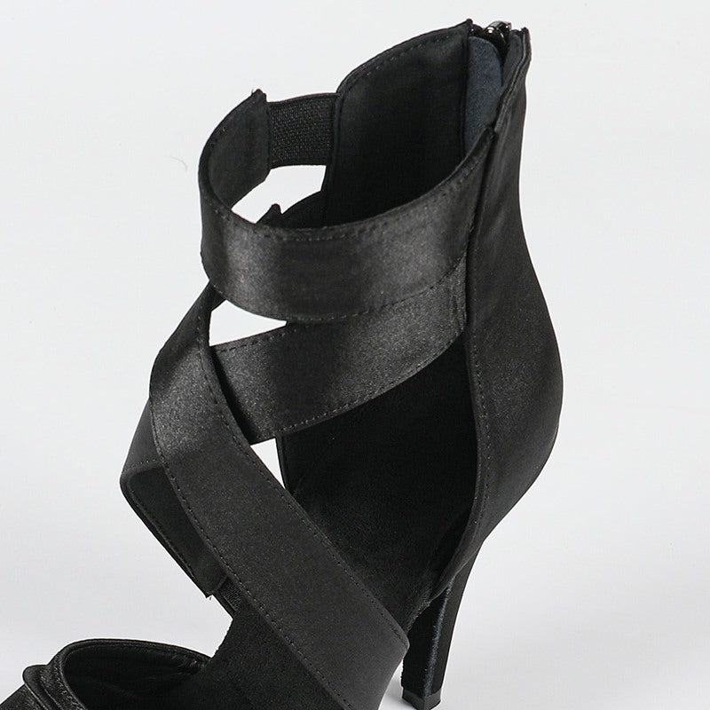 Women's Satin Customized Heel Dance Boots Salsa Dancing Shoes