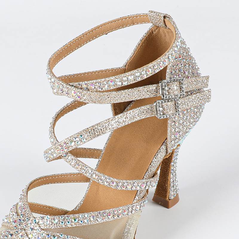 Women's Sparkling Glitter Customized Heel Salsa Latin Dance Shoes