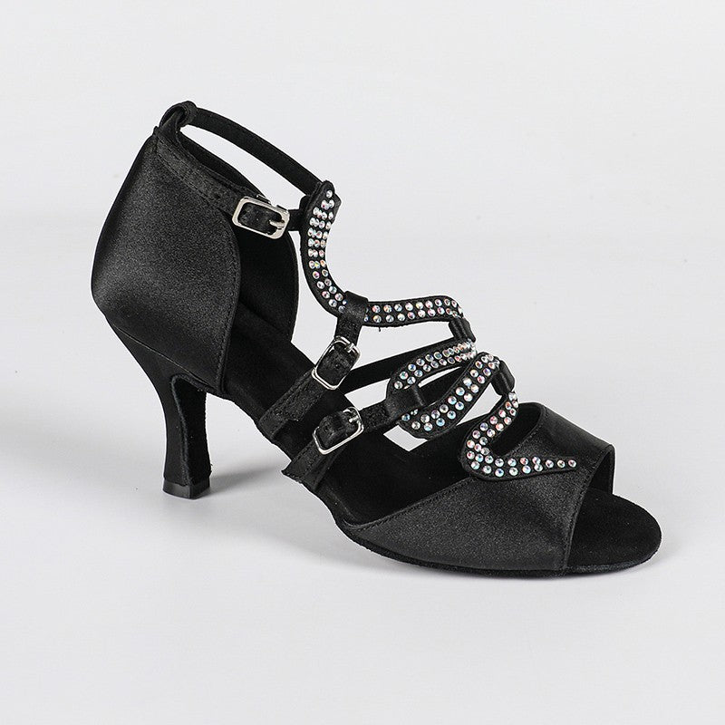 Women's Satin Sude Sole Customized Heel Dance Boots JazSalsa Dance Shoes