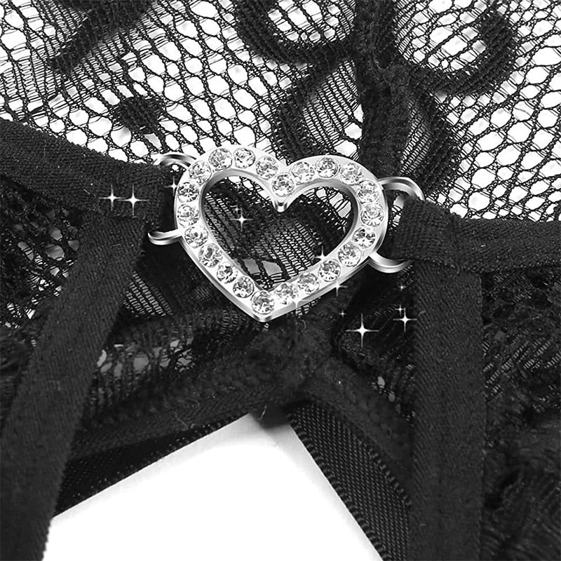 Model LT201Cross Hollow Crotchless Fishnet Bodysuits