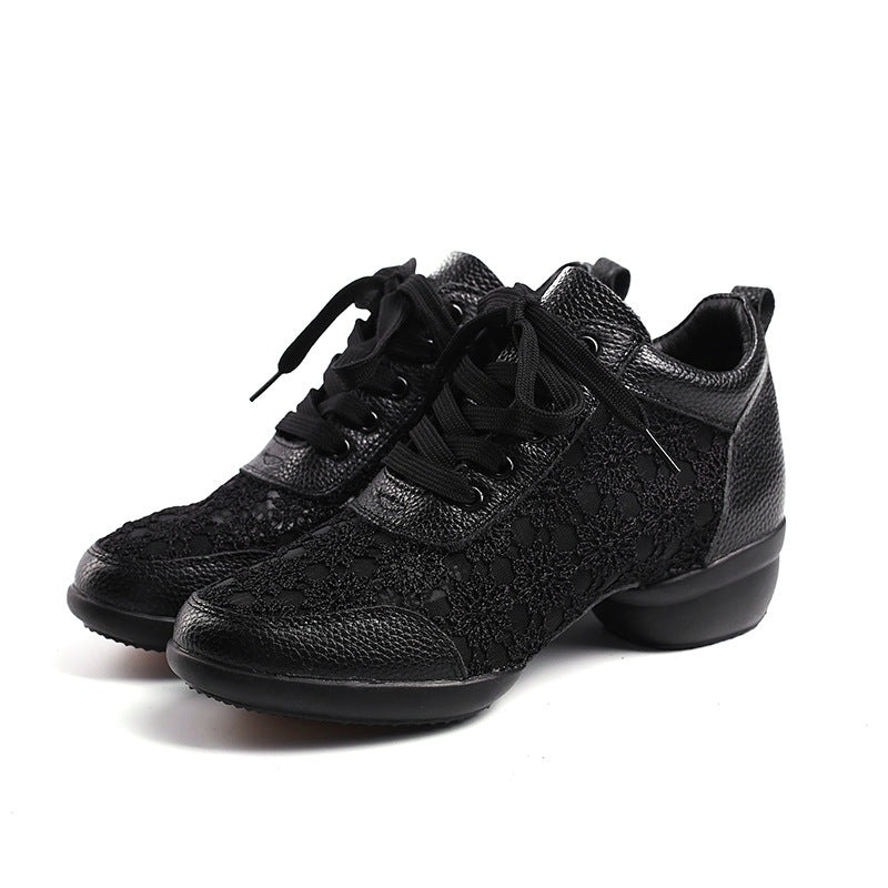 Women's Mesh Lace-up 4cm Heel Dance Sneakers Practice Dance Shoes JazDance