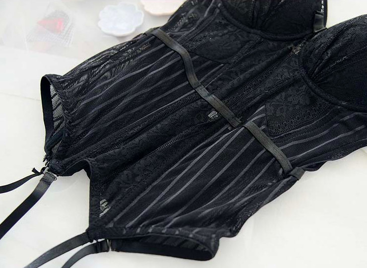 LORETTA LACE CORSET SETCross Hollow Crotchless Fishnet Bodysuits