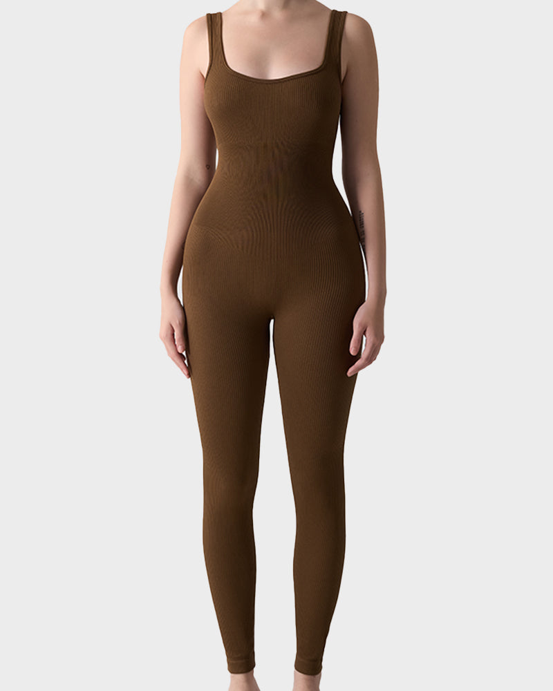 Seamless Square Neck Sculpting Sport Jumpsuit