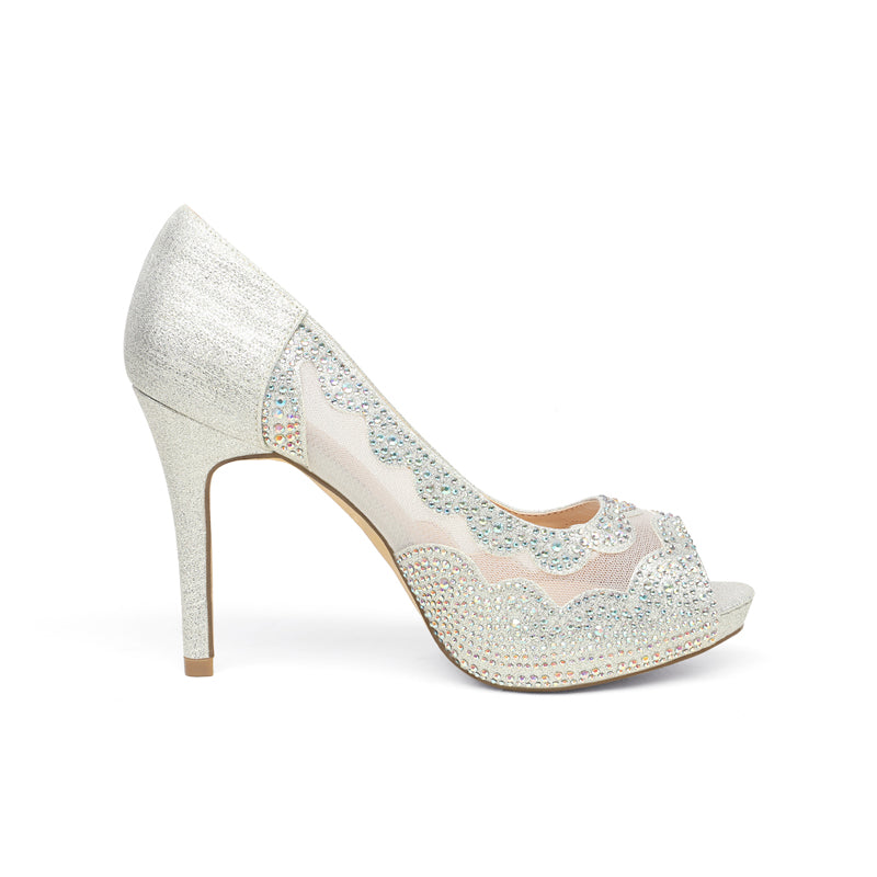 Open Toe Rhinestone Pump Heel Sandals