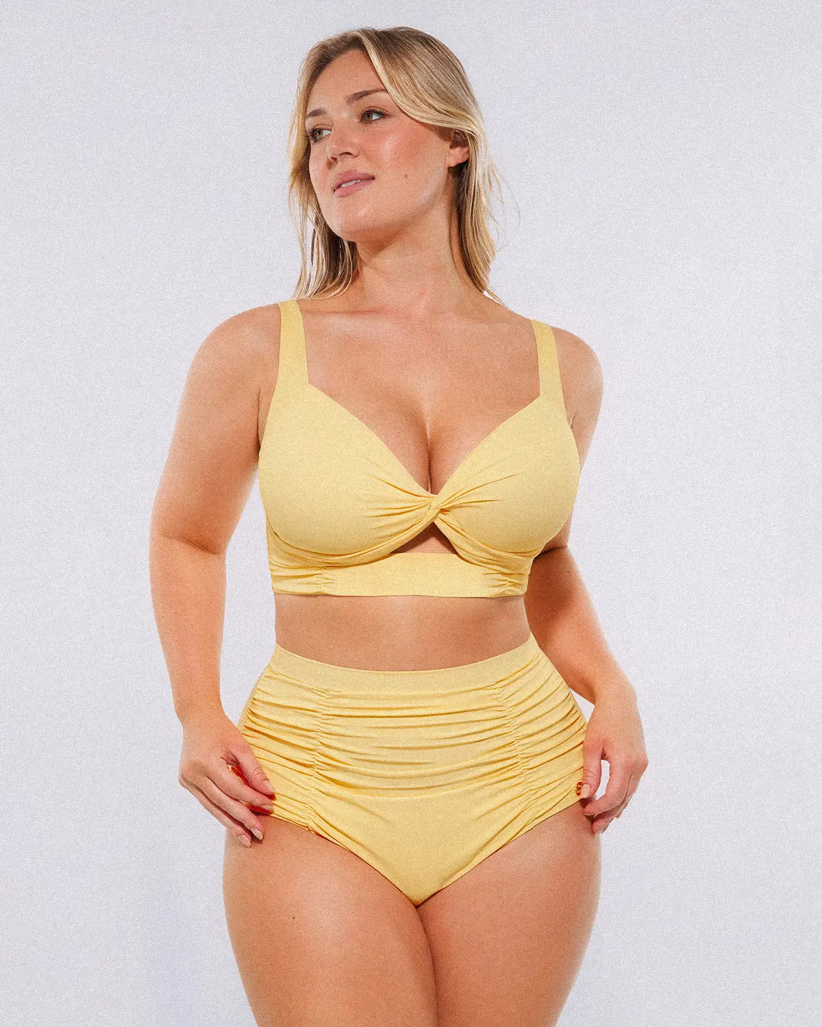 Smart Sculptâ„?Twist-Front Bikini Top & High-Waisted Bottom Set