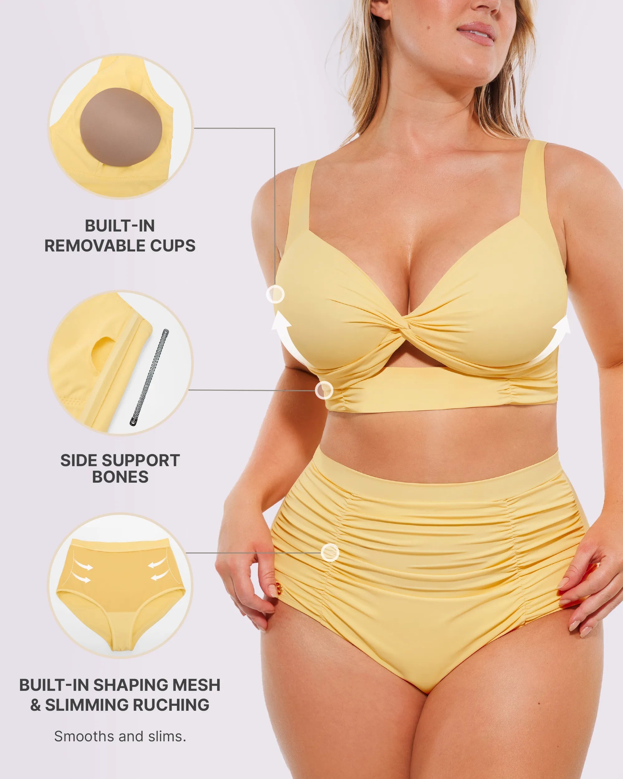 Smart Sculptâ„?Twist-Front Bikini Top & High-Waisted Bottom Set
