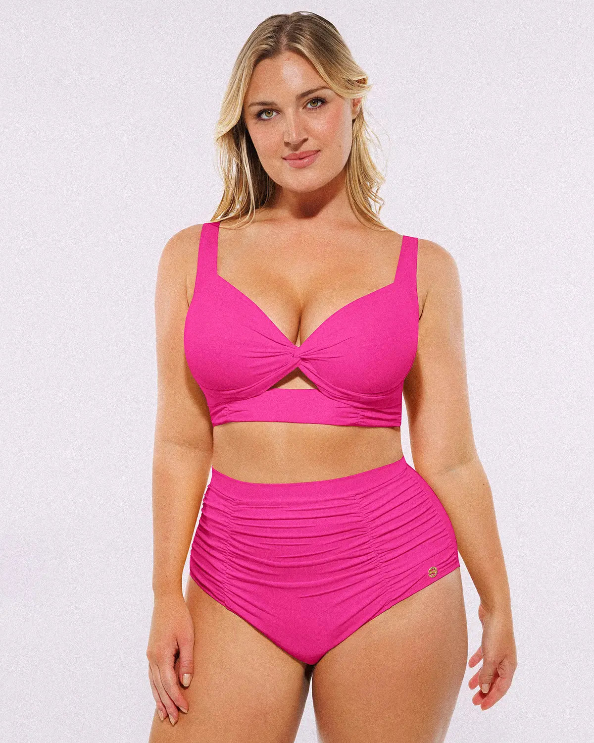 Smart Sculptâ„?Twist-Front Bikini Top & High-Waisted Bottom Set