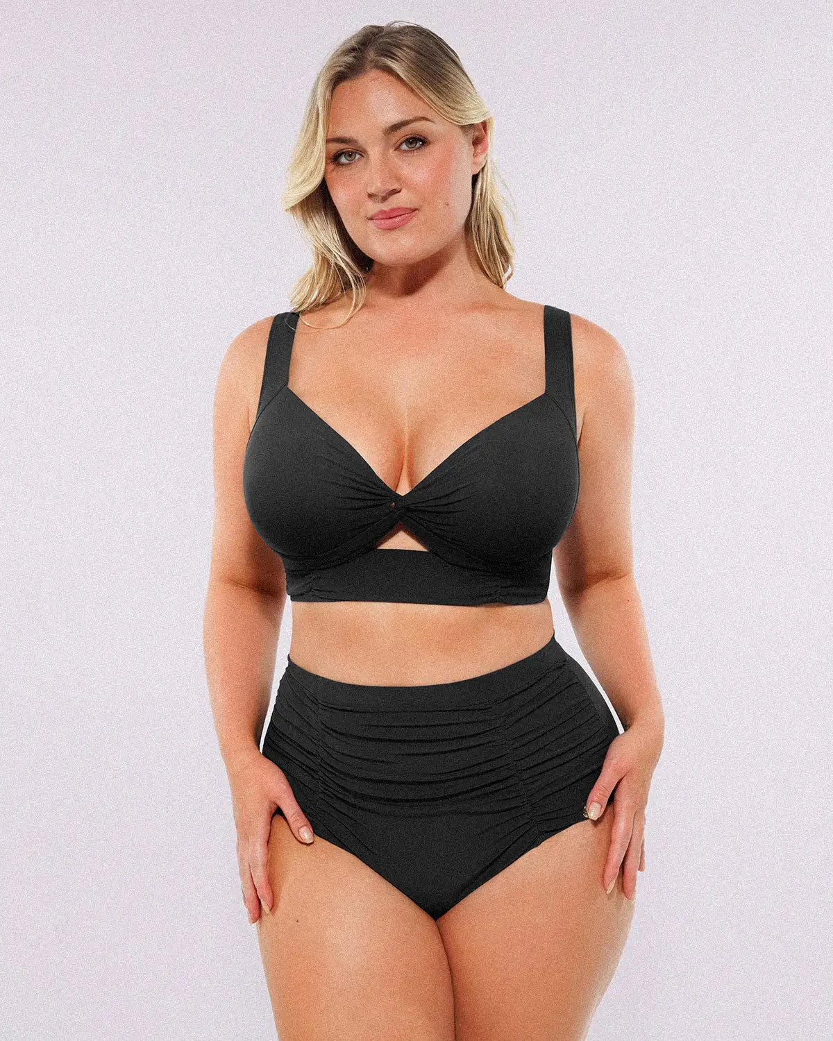 Smart Sculptâ„?Twist-Front Bikini Top & High-Waisted Bottom Set