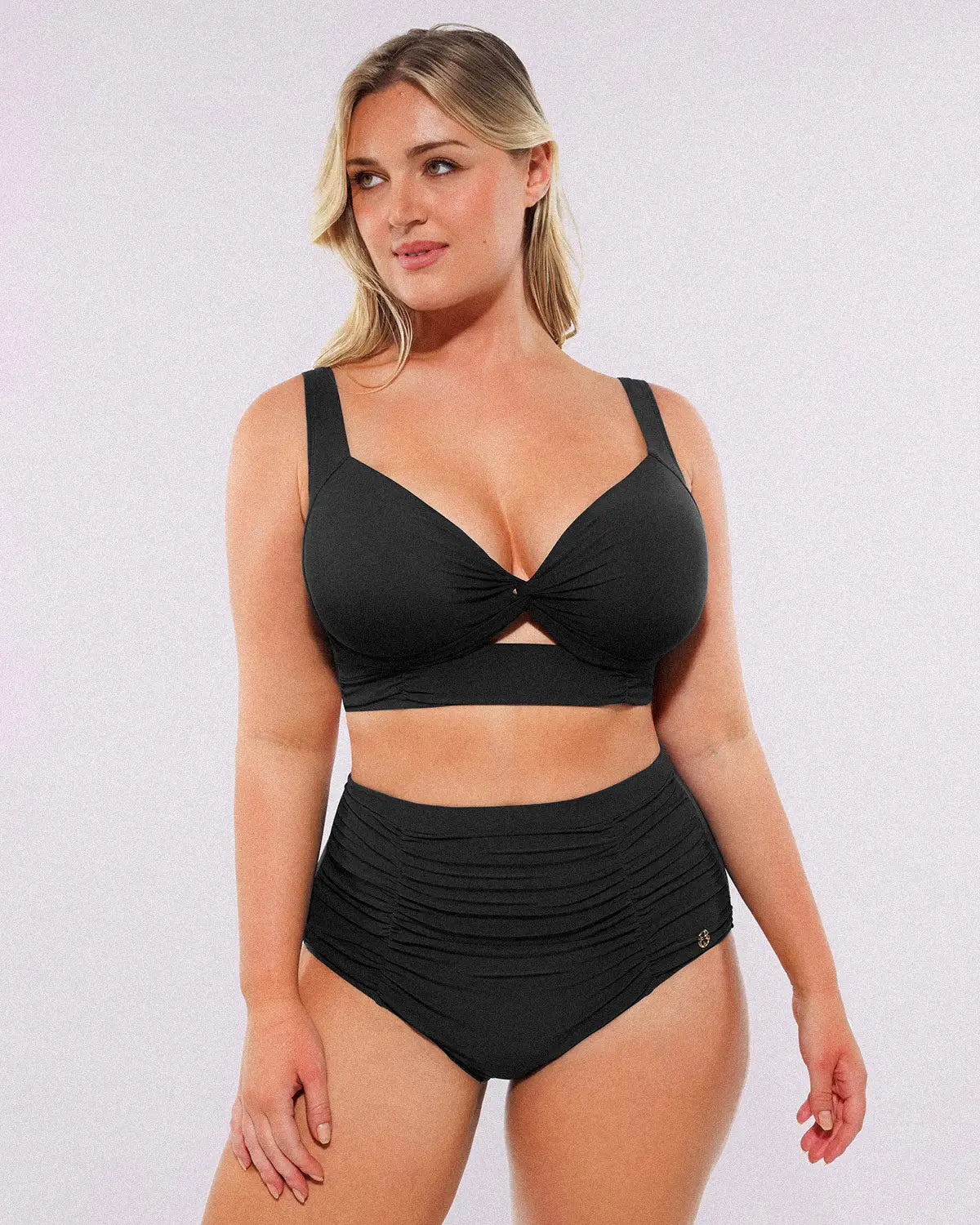 Smart Sculptâ„?Twist-Front Bikini Top & High-Waisted Bottom Set