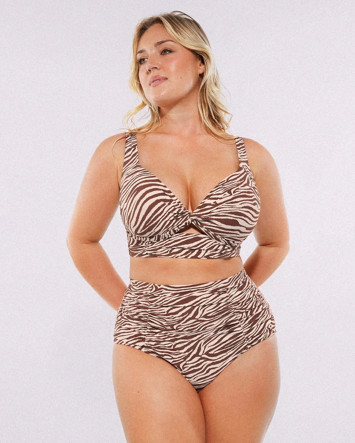 Smart Sculptâ„?Twist-Front Bikini Top & High-Waisted Bottom Set