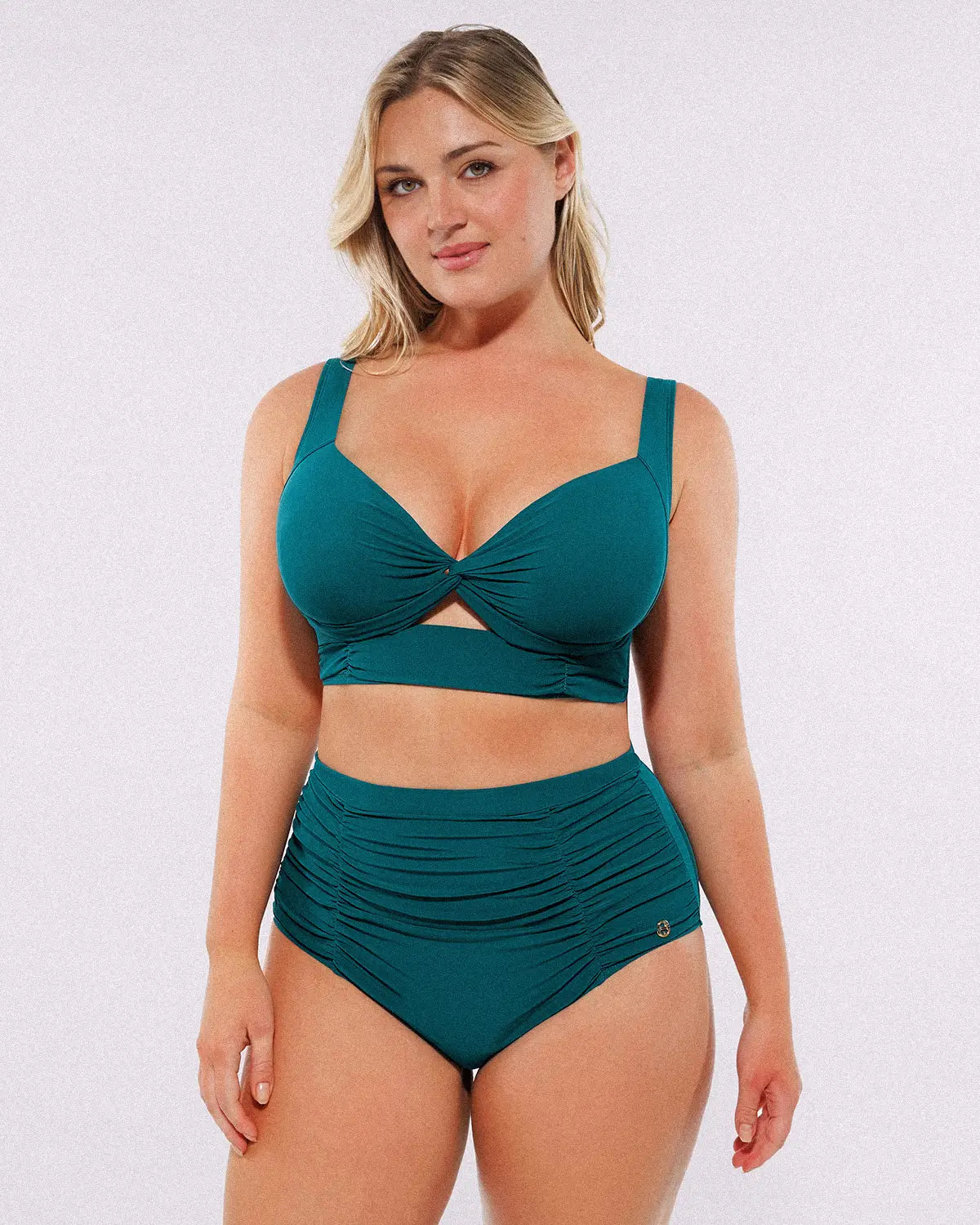 Smart Sculptâ„?Twist-Front Bikini Top & High-Waisted Bottom Set