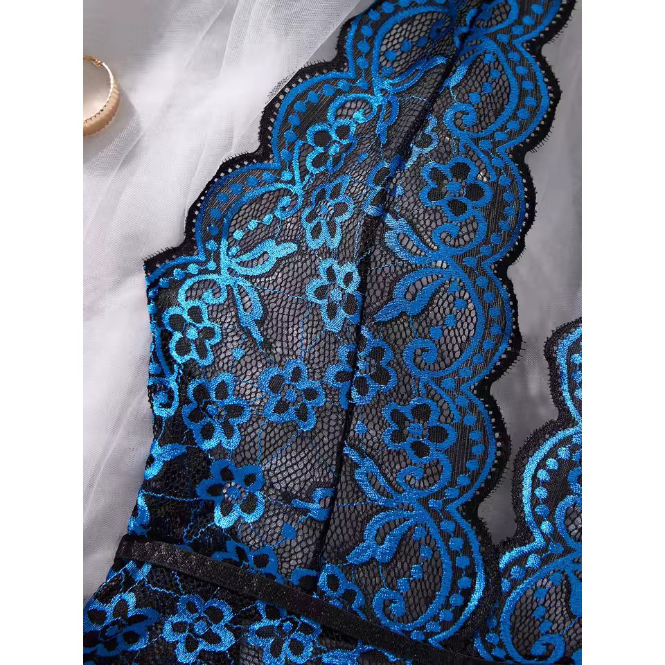Model LT358Cross Hollow Crotchless Fishnet Bodysuits