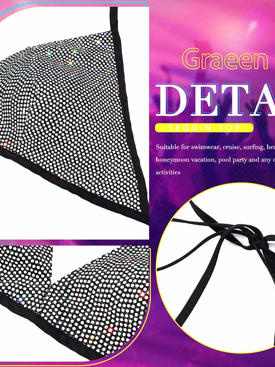 Thin-Strap Silver Sequin Bra