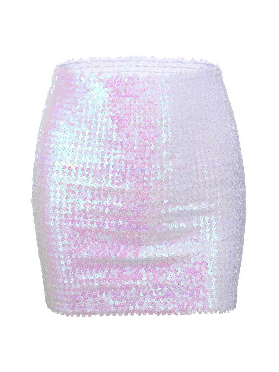 White Glitter Bodycon Miniskirt