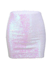 White Glitter Bodycon Miniskirt
