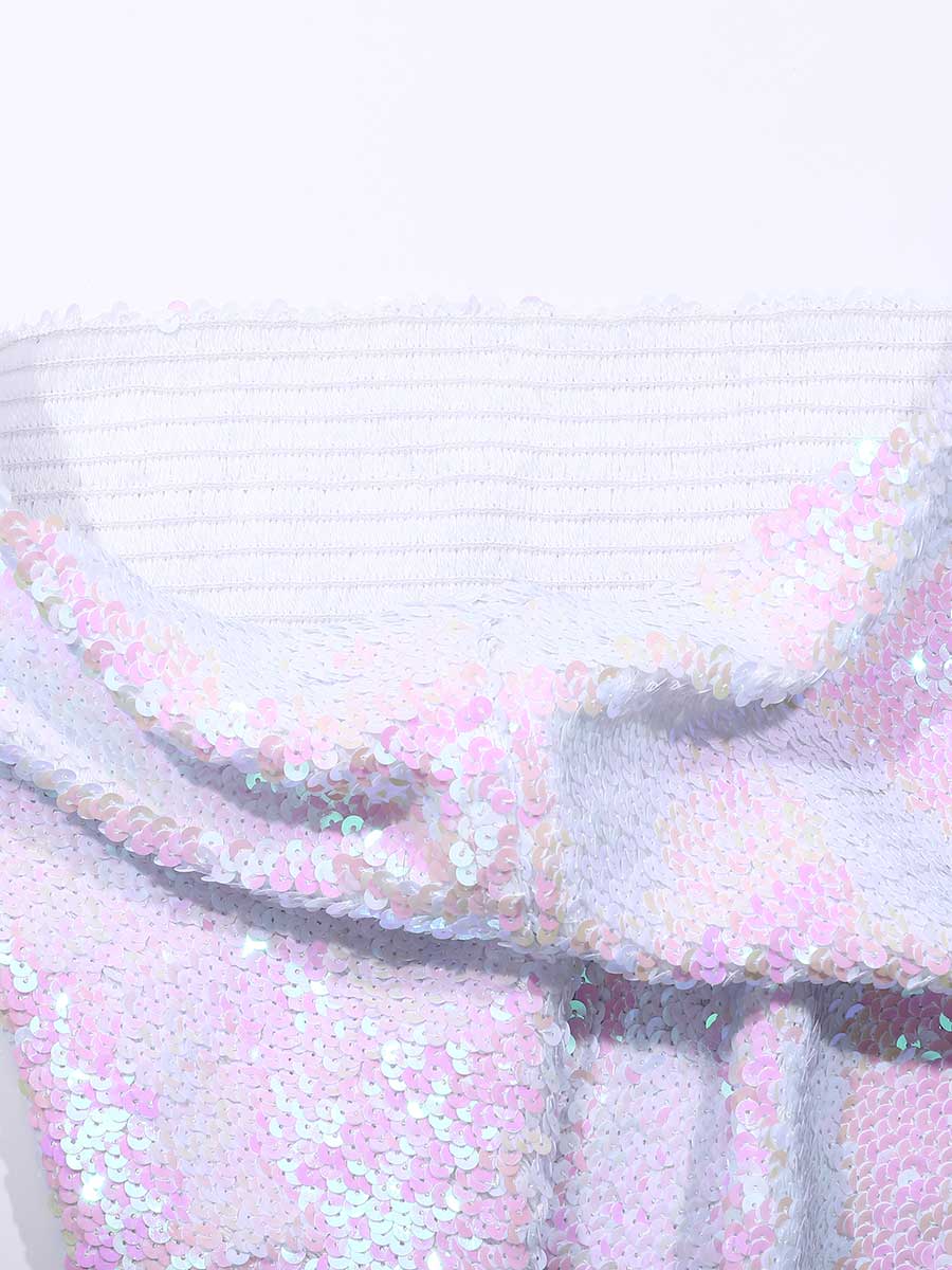 White Glitter Bodycon Miniskirt