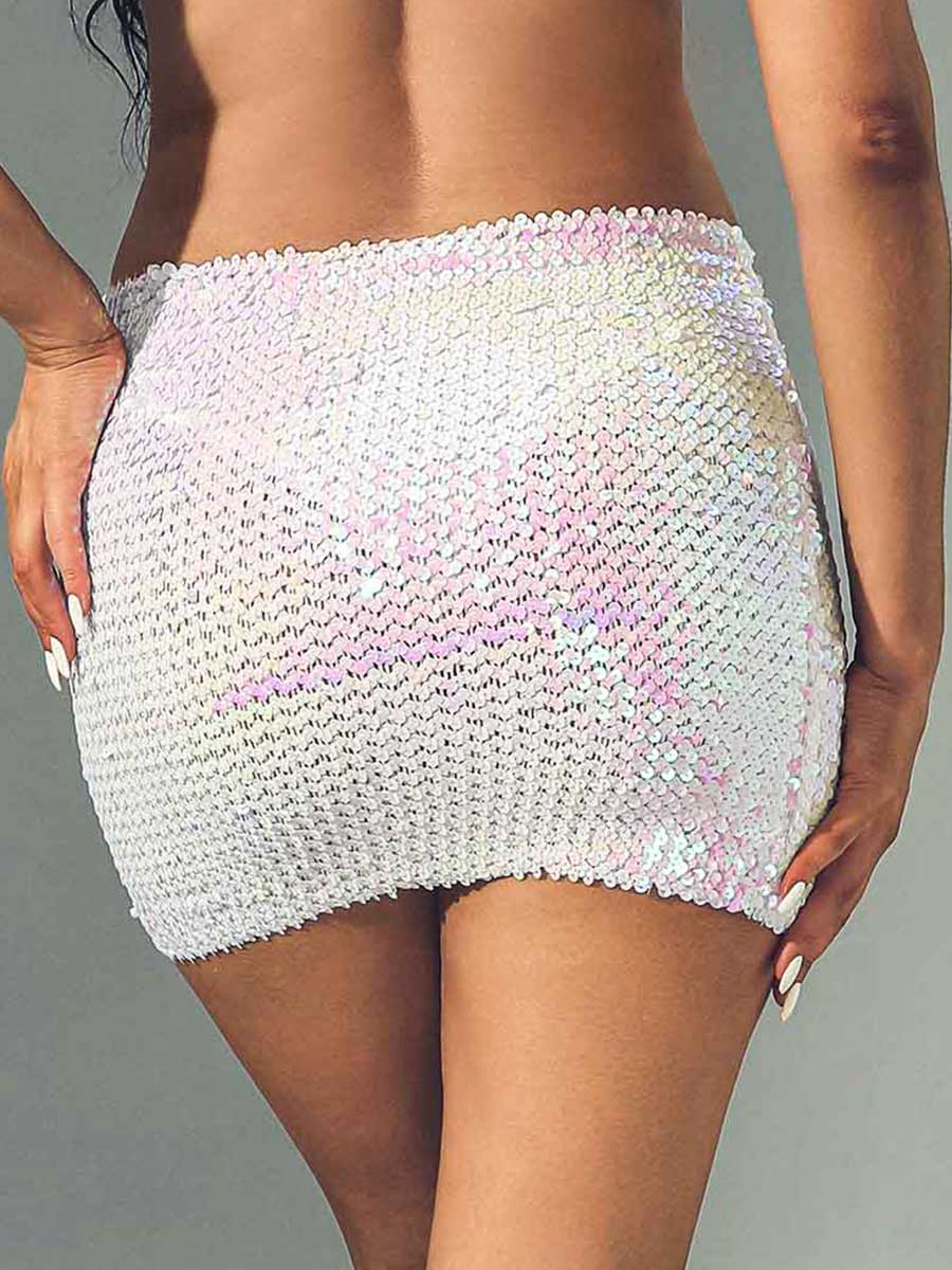 White Glitter Bodycon Miniskirt