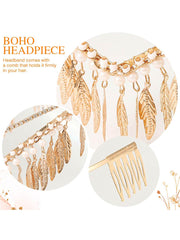 Metal Leaf Tassel Goddess Headdress