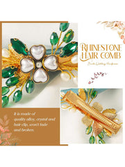 Hairpin with Green Crystal and Pearl Decoration