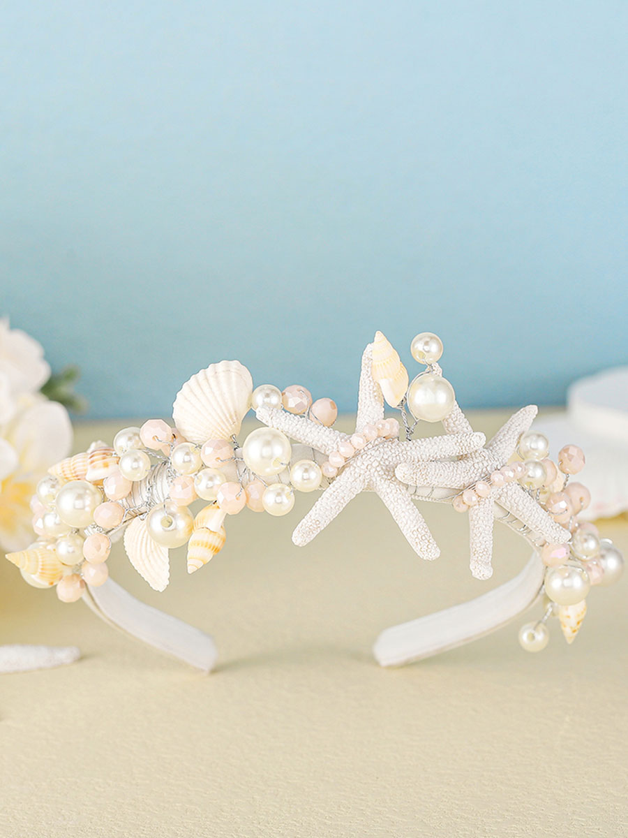 White Pearl Shell Starfish Headband
