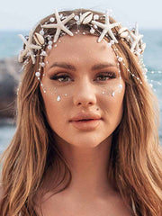 Pearl Braid Headband with Starfish Shell Decoration