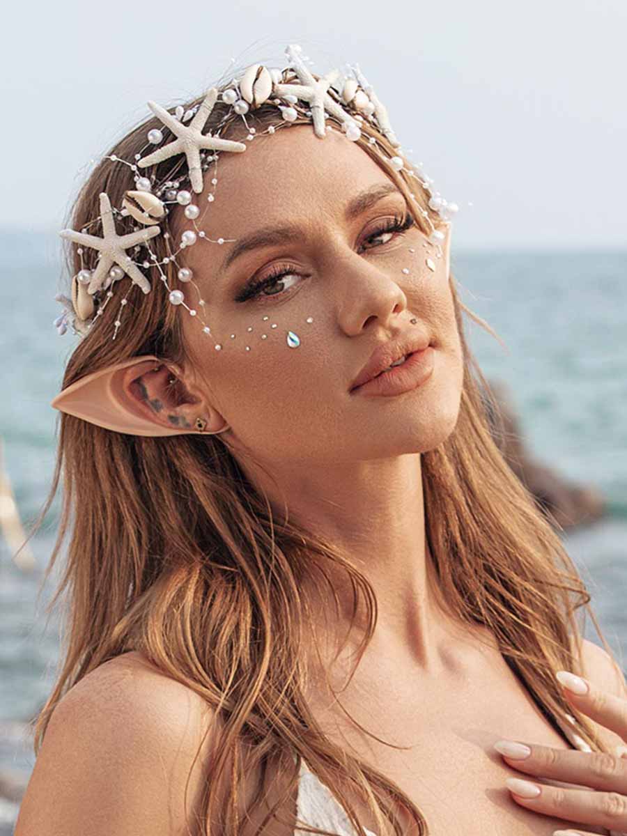 Pearl Braid Headband with Starfish Shell Decoration