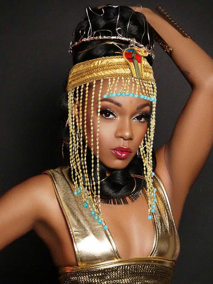 Cobra Decorated Egyptian Style Golden Headdress