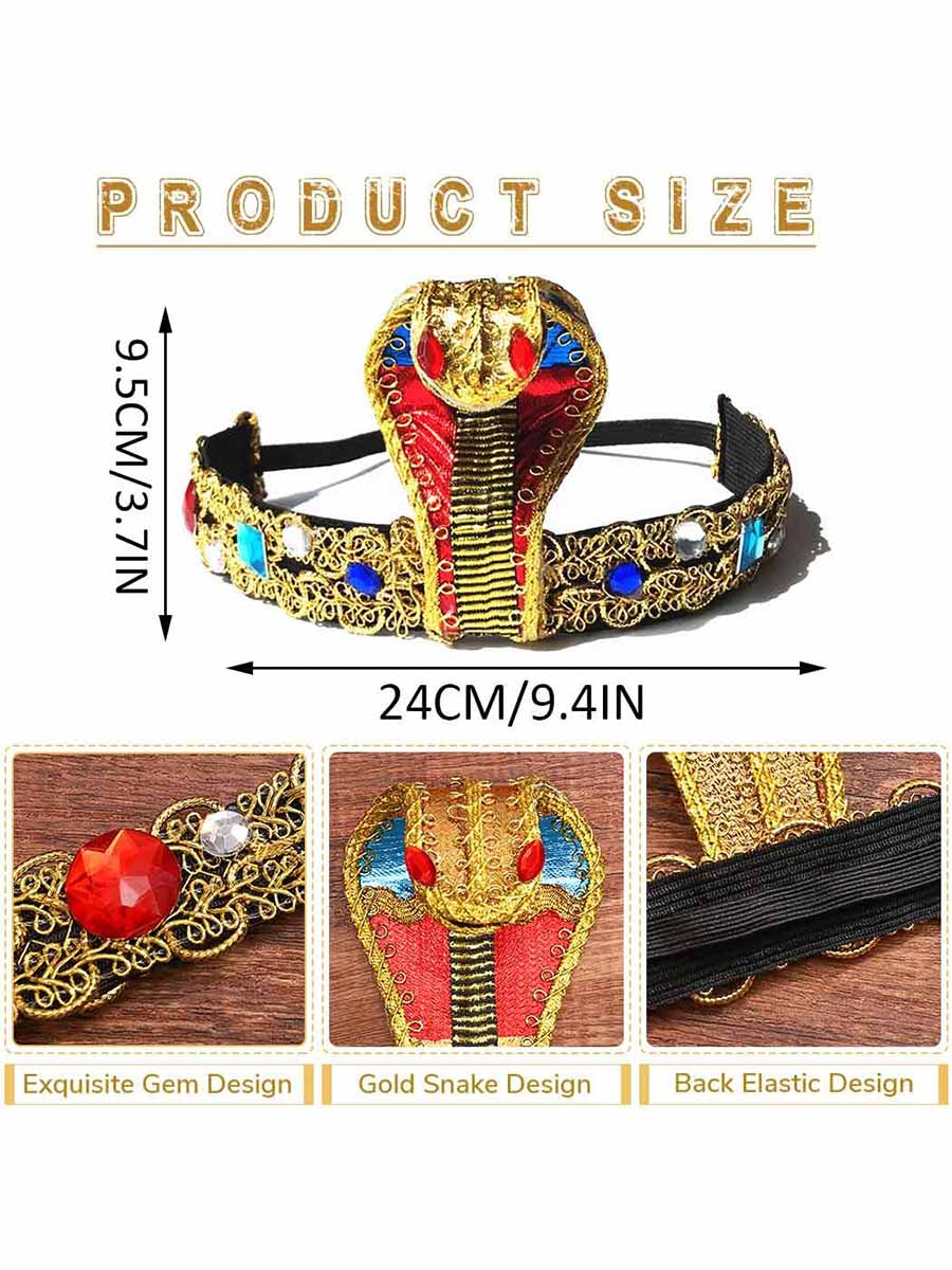Cobra Decorated Egyptian Style Golden Headdress