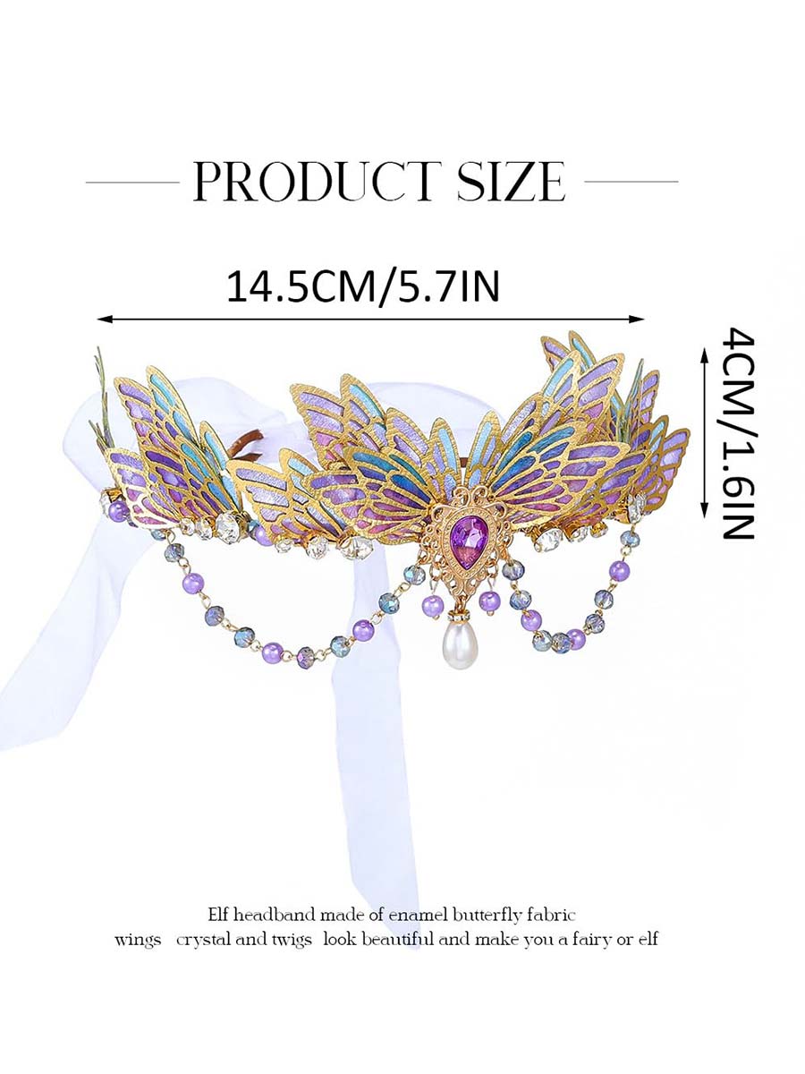 Purple Enamel Butterfly Crystal Crown
