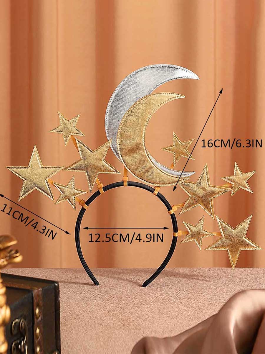 Reflective Star and Moon Halo Crown