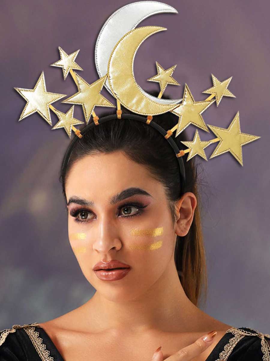 Reflective Star and Moon Halo Crown