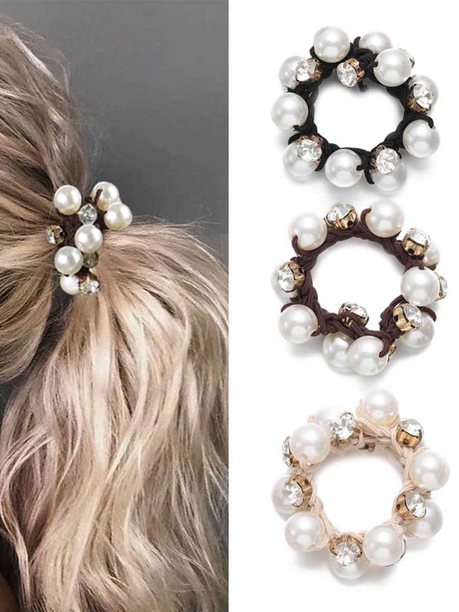 3-Pack Pearl Crystal Hair Ties