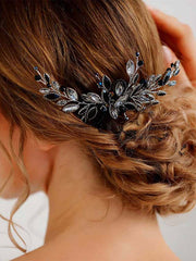 Retro Style Black Crystal Wedding Hair Comb
