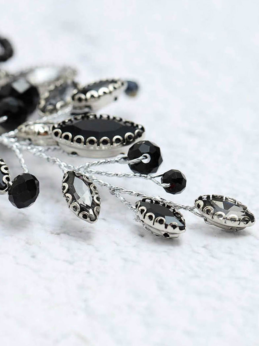 Retro Style Black Crystal Wedding Hair Comb