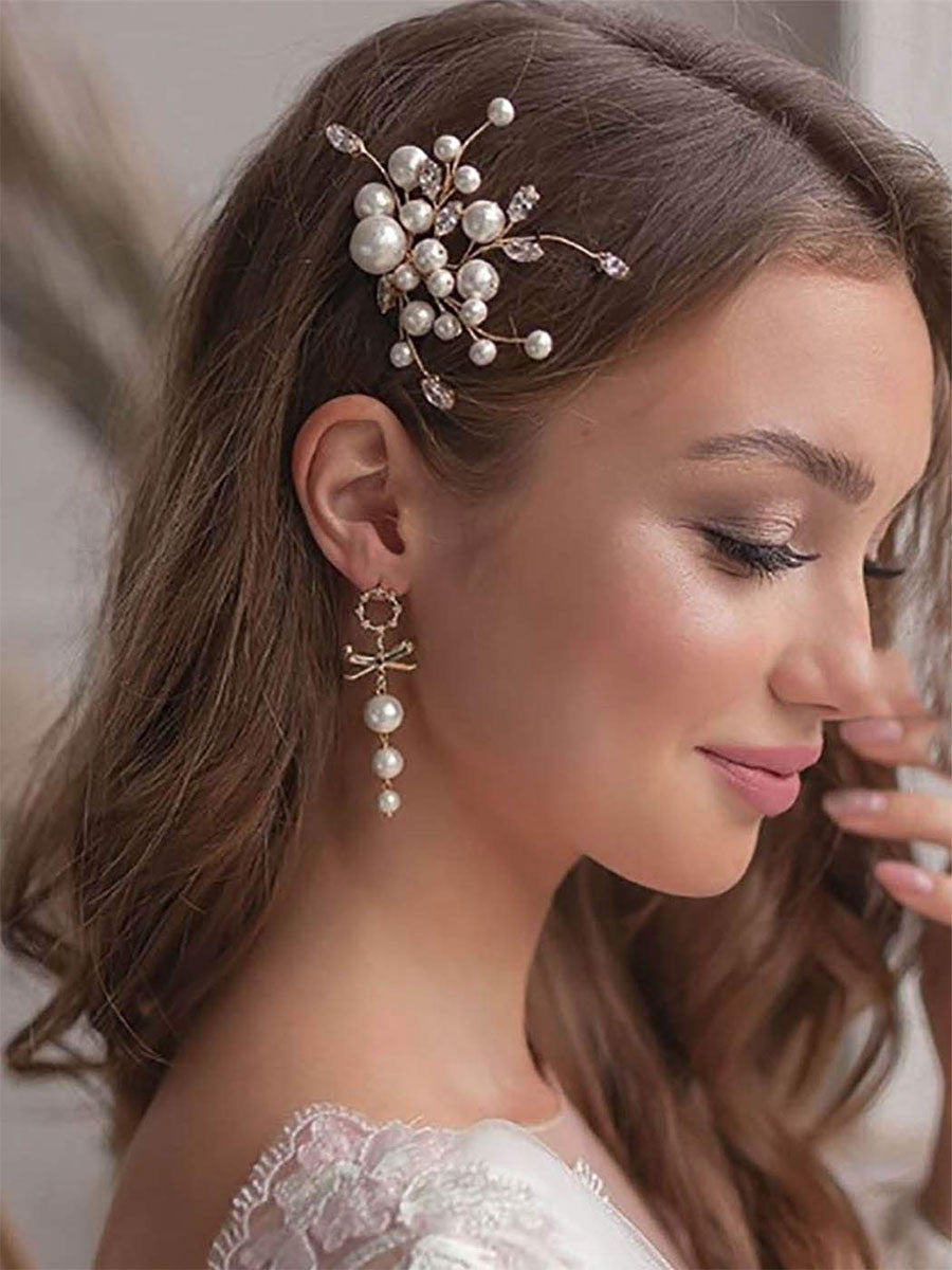 Shining Rhinestone Pearl Hair Side Comb