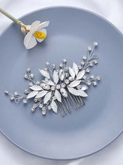 Silver Leaf Rhinestone Wedding Hair Comb