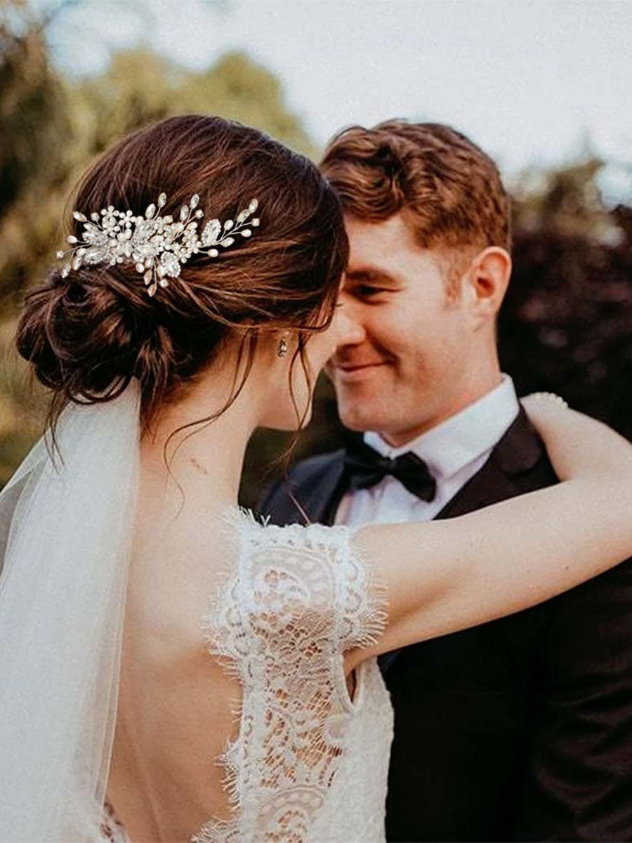 Pearl Crystal Silver Wedding Hair Comb