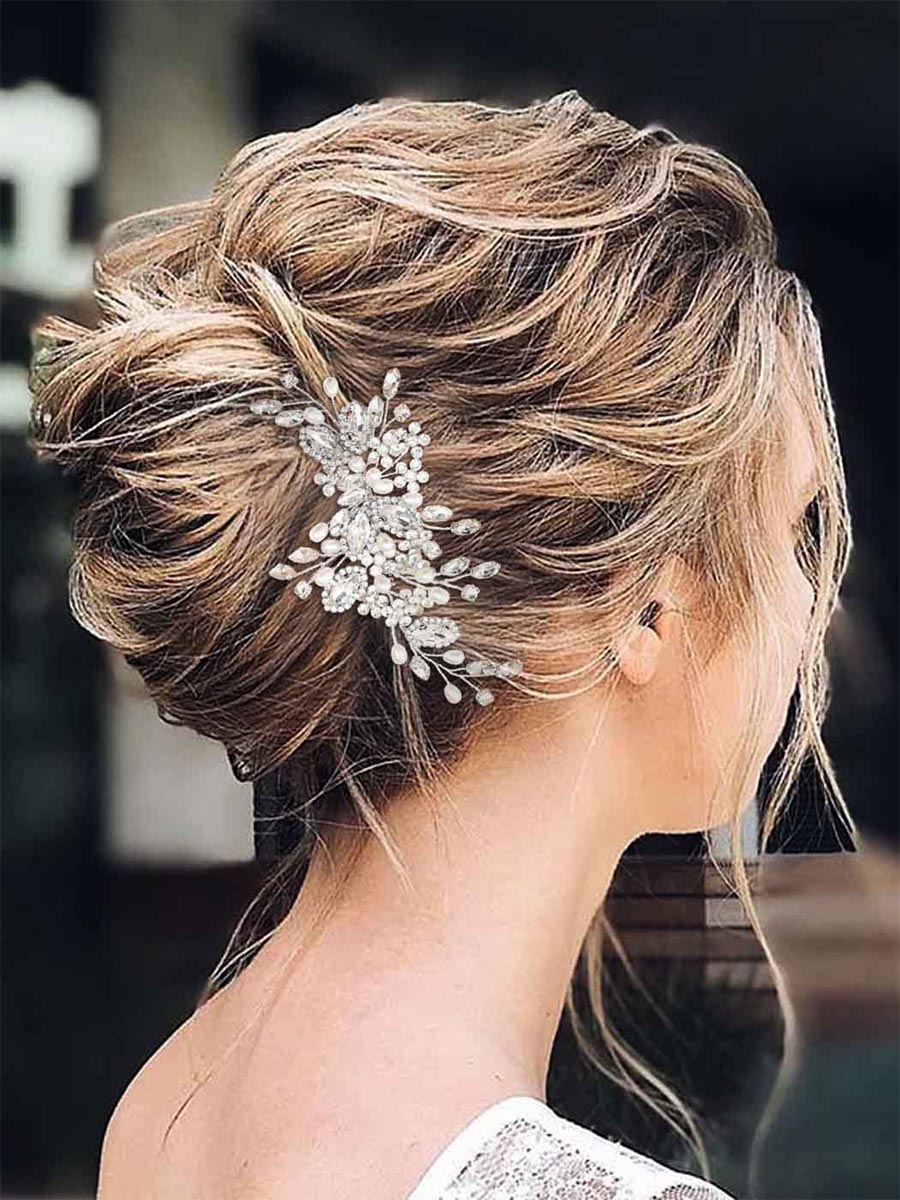 Pearl Crystal Silver Wedding Hair Comb