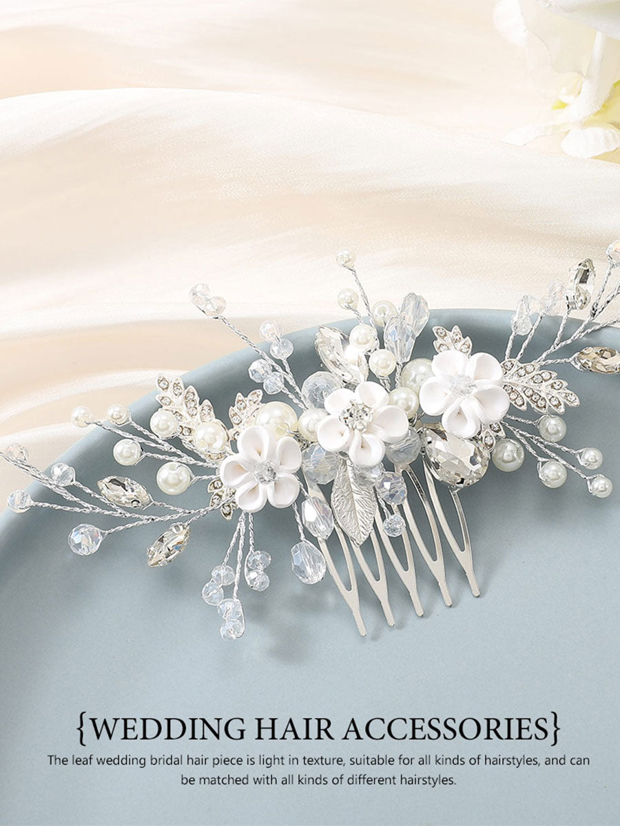 Pearl Flower Crystal Wedding Hair Comb