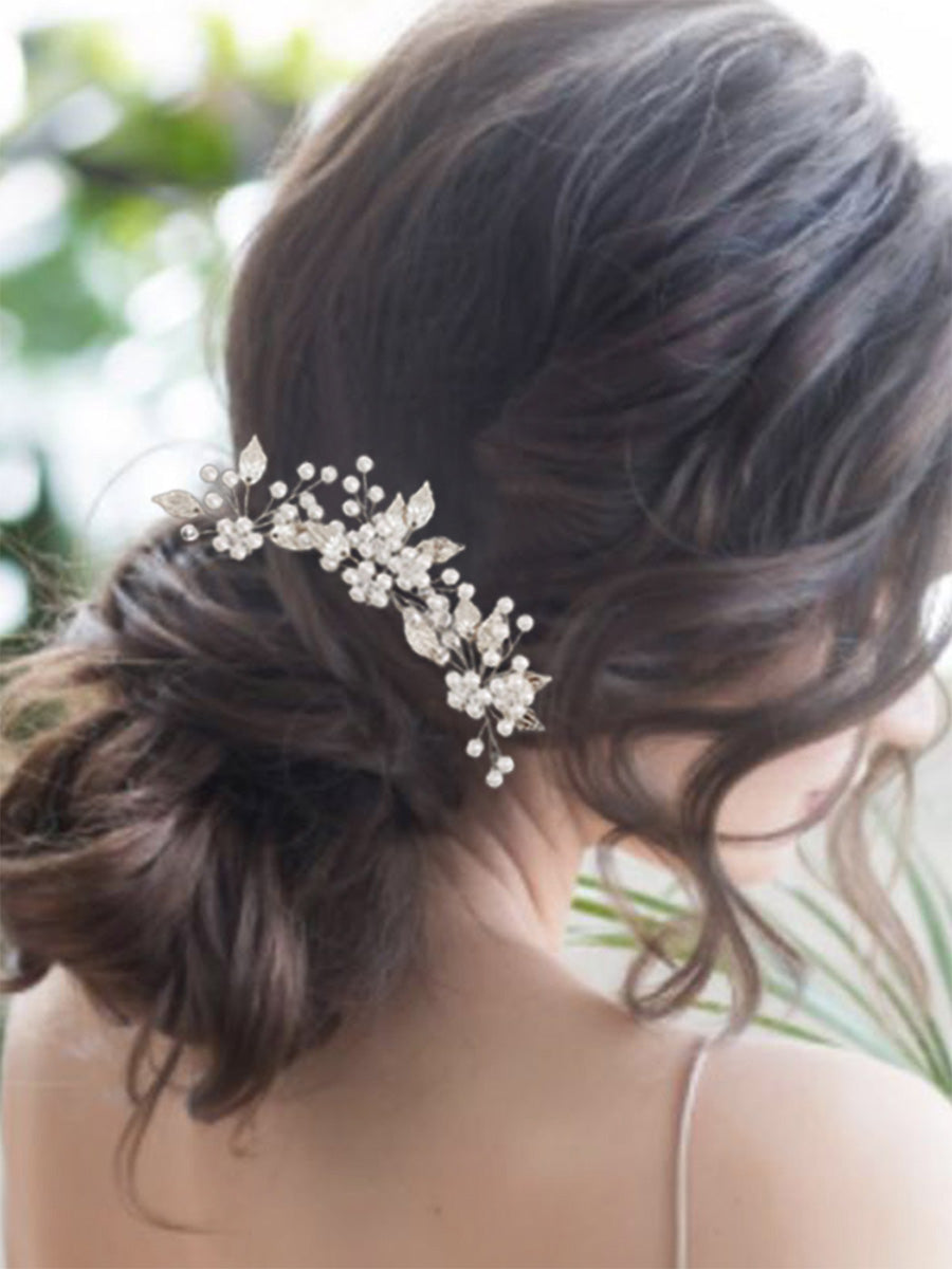 3-Pack Leaf-Shaped Pearl Wedding Hairpins