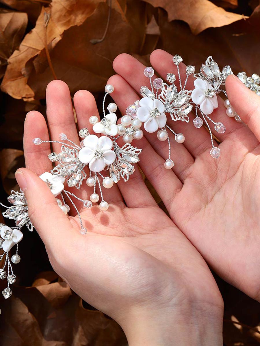 Vine White Flower Crystal Bridal Headdress