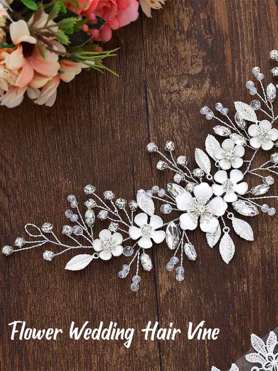 Silver Wedding Vine Flower Crystal Hair Accessories