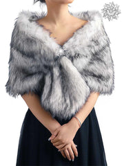 Faux Fur Cape With Brooch