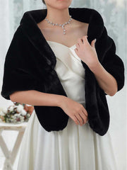 Faux Fur Cape With Brooch