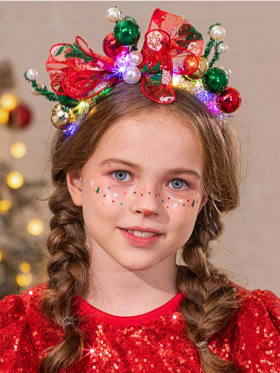 LED Headband with Red Bow and Colorful Balls